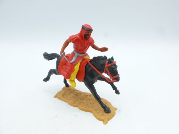 Timpo Toys Arab on horseback with scimitar, red with silver belt