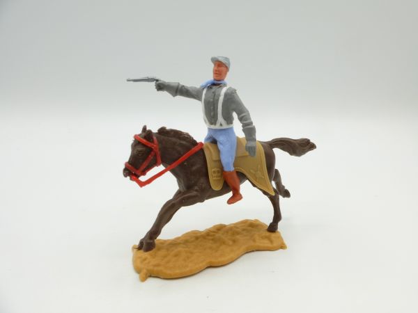 Timpo Toys Confederate Army soldier 2nd version riding, firing pistol