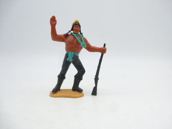 Timpo Toys Indian 2nd version standing with rifle, greeting