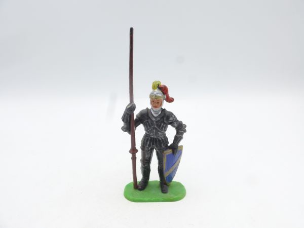 Elastolin 7 cm Black knight standing with lance, No. 8937