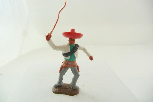 Timpo Toys Mexikaner stehend mit Peitsche, weiß/grün - schöne Bodenplatte