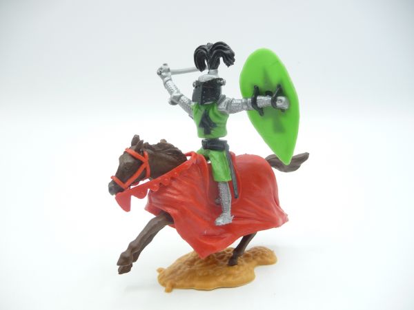Timpo Toys Visor knight on horseback, neon green/black with sword - loops ok