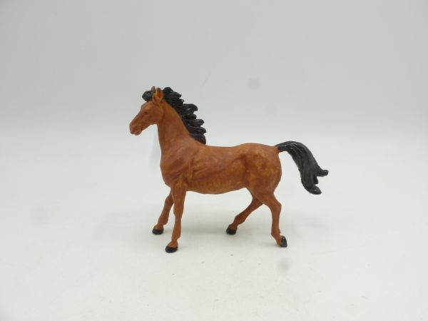 Elastolin soft plastic Horse pacing, medium brown (black mane + tail)