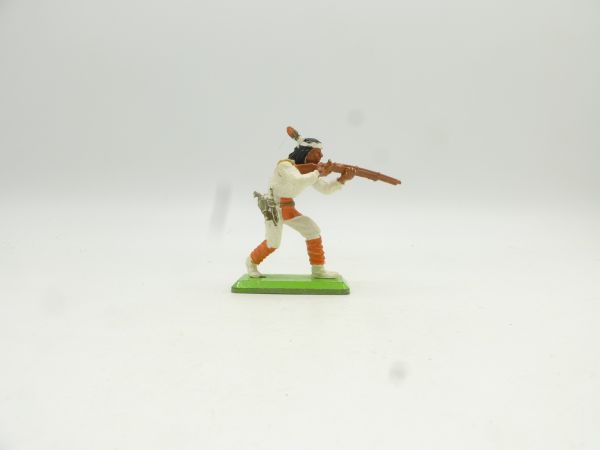 Britains Deetail Apache standing, shooting rifle, white/orange