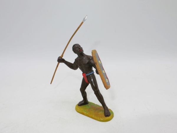 Elastolin 7 cm African with spear + shield, No. 8202, painting 3a - as new