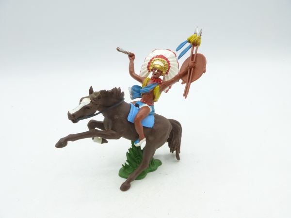 Britains Swoppets Indian riding with knife, spear + shield - great figure