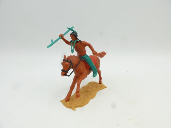 Timpo Toys Indianer 3. Version reitend mit dickem grünen Speer