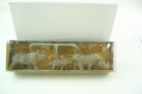 Merten H0 Indian rhinoceros family, No. 760 - orig. packaging, parts on casting
