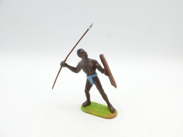 Elastolin 7 cm Afrikanische Großwildjagd: Afrikaner mit Speer + Schild