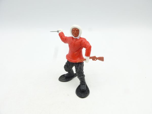 Timpo Toys Eskimo (red) with knife + rifle, legs black