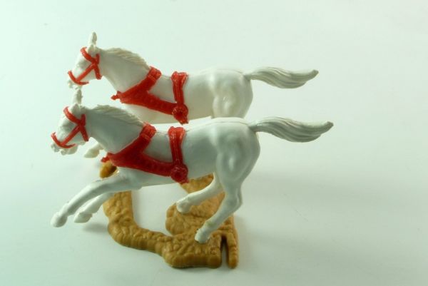 Timpo Toys Pferdegespann für Kutsche (weiß/rot), kurz galoppierend