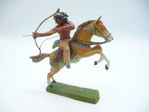 Elastolin Masse Indianer reitend, seitlich mit Bogen schießend - tolle Figur, wie neu