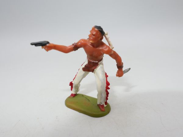 Elastolin 4 cm Indian with pistol, No. 6812 - great trousers colour