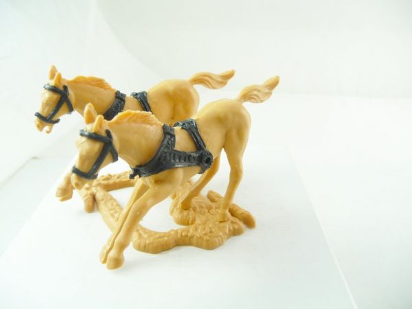 Timpo Toys Horse team galloping, beige/black bridle
