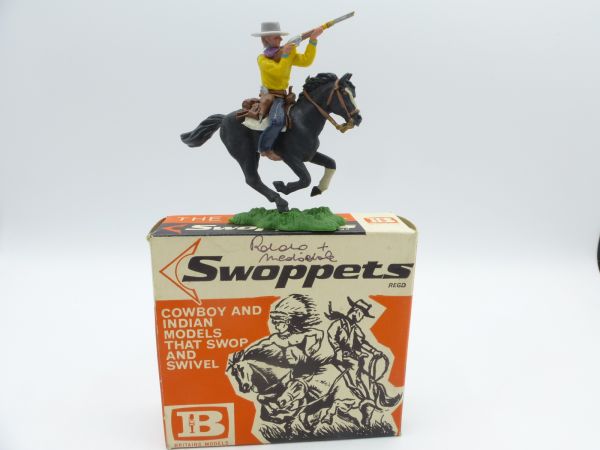 Britains Swoppets Cowboy riding, firing rifle - in rare orig. packaging