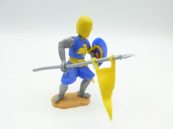 Timpo Toys Medieval knight medium blue/yellow with flag