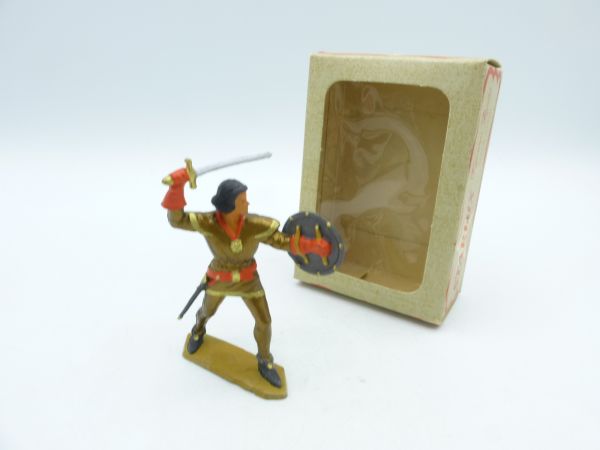 Starlux Knight with sword + shield - early figure in old box (orig. packaging)