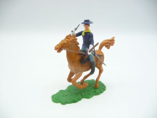Elastolin 5,4 cm Union Army soldier riding with pistol, rifle + sabre - great horse