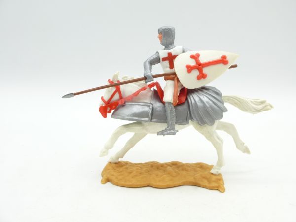 Timpo Toys Crusader on horseback with lance / spear + shield