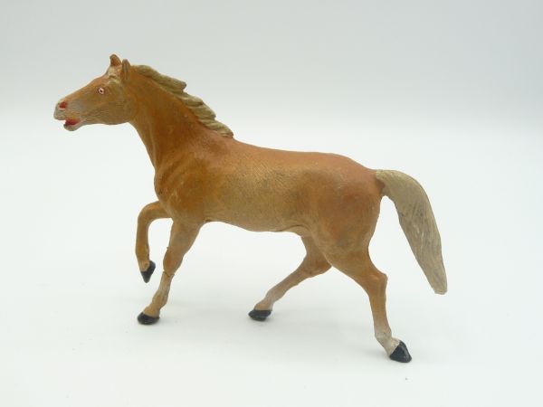 Elastolin Masse Pferd trabend, hellbeige - sehr gute Bemalung, schöne Figur