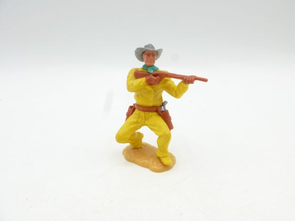 Timpo Toys Cowboy 2. Version gehockt mit kurzem Gewehr, gelb
