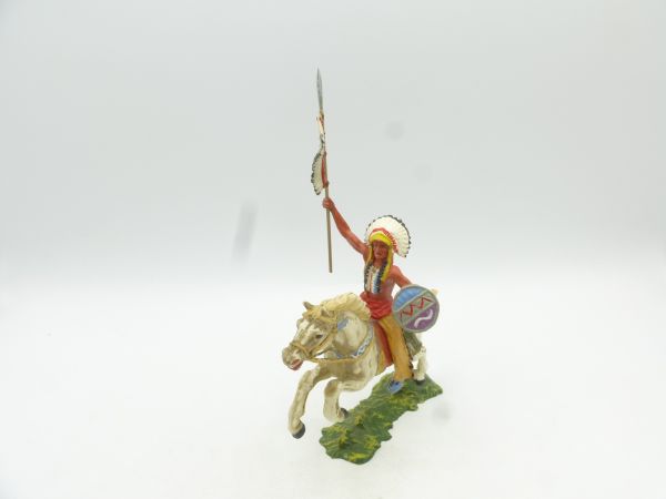 Elastolin 7 cm Chief on horseback with lance, No. 6854, painting 2