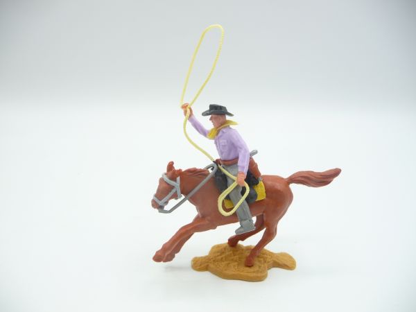 Timpo Toys Cowboy 2nd version riding on great horse with grey (!) bridle