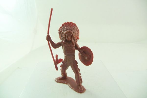 Heinerle Indian chief with spear + shield, strong brown