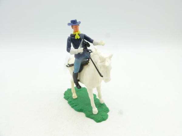 Elastolin 5,4 cm Union Army Soldier riding with pistol + sabre - rare horse