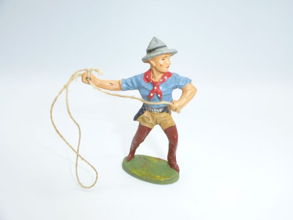 Elastolin Composition Cowboy with lasso (shirt blue, trousers beige) - very good condition