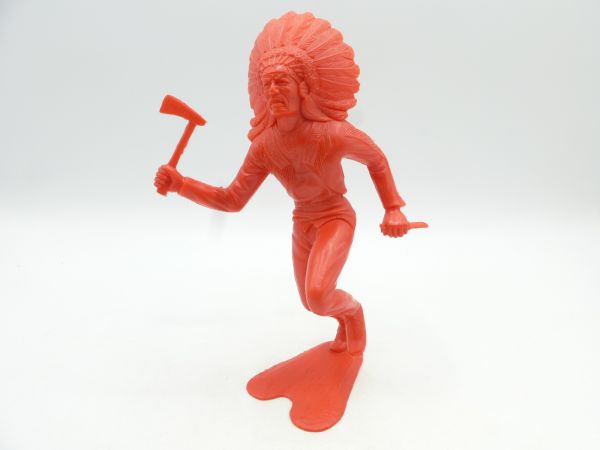 Marx (blank) Chief running with tomahawk + knife, red