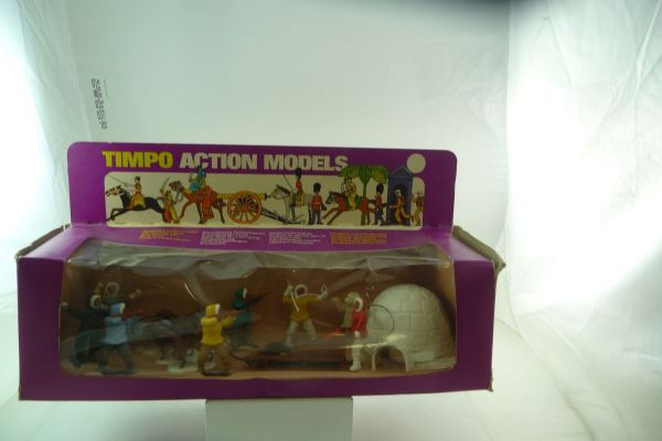 Timpo Toys Northern Series: Eskimos mit Schlitten, Iglu, Eisbär und 6 Figuren