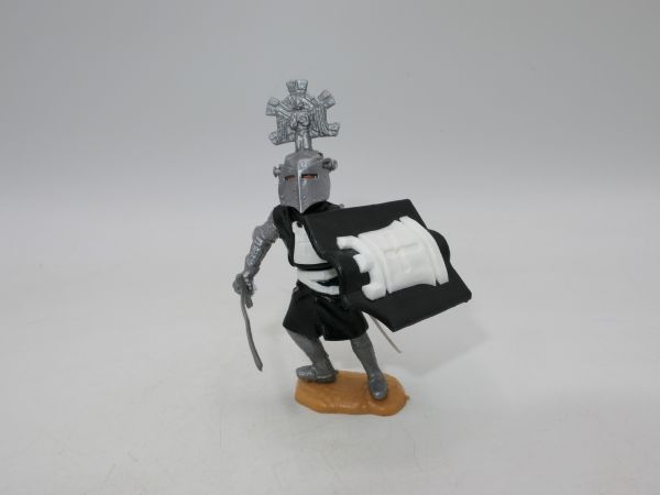Timpo Toys Visierritter stehend, schwarz/weiß mit Schwert