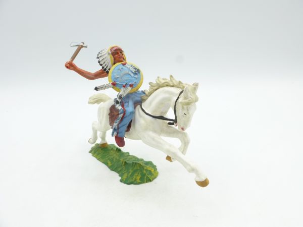 Elastolin 7 cm Indianer sitzend mit Tomahawk, Nr. 6844