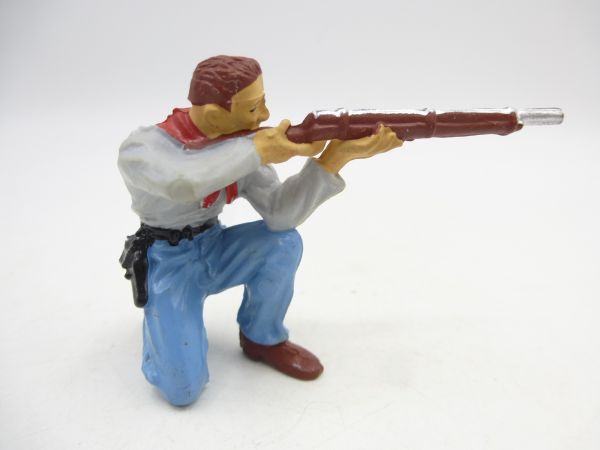 Elastolin 7 cm Cowboy / Trapper kneeling without hat with rifle, No. 6915
