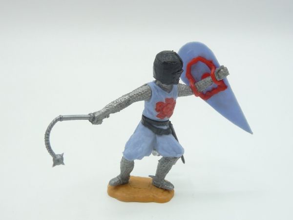 Timpo Toys Medieval knight standing with flail, light-blue/red