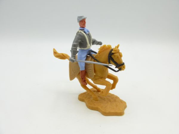Timpo Toys Confederate Army soldier 2nd version riding, holding sabre down
