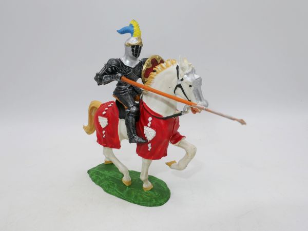 Elastolin 7 cm Knight on horseback, lance lowered, No. 8966