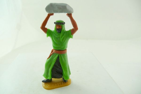 Timpo Toys Arab standing, throwing stone, green, inner robe black