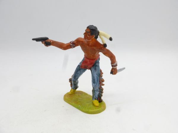 Elastolin 7 cm Indian with gun, No. 6812 - great 2a painting