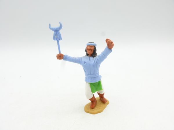Timpo Toys Apache standing, light blue with tribal sign