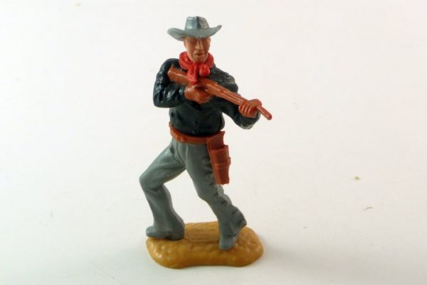 Timpo Toys Cowboy stehend schwarz mit kurzem Gewehr