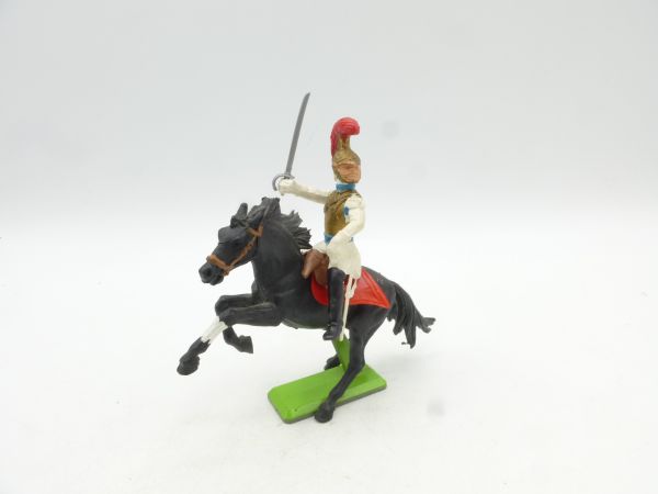 Britains Deetail Waterloo soldier riding, sabre sideways high