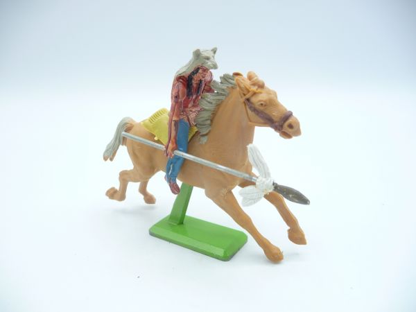 Britains Deetail Indian on horseback, holding spear sideways down - brand new