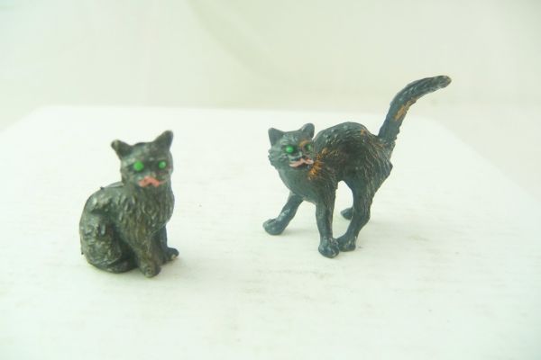 Elastolin Weichplastik 2 schwarze Katzen