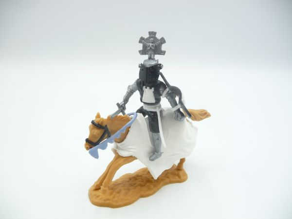 Timpo Toys Visor knight, black, riding with sword