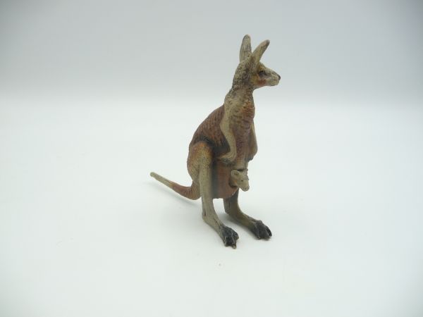 Elastolin Composition Kangaroo with cub - good condition, crack in one leg