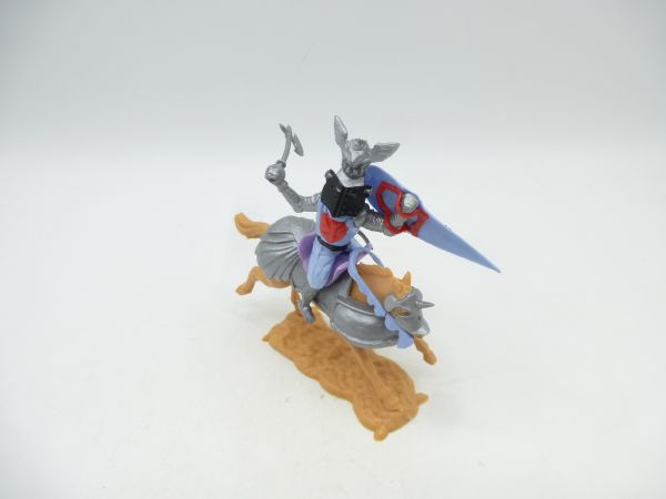 Timpo Toys Visor Knight riding, light blue with battle axe + shield