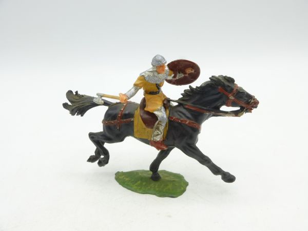 Elastolin 4 cm Normanne mit Beil zu Pferd, Nr. 8854, beige