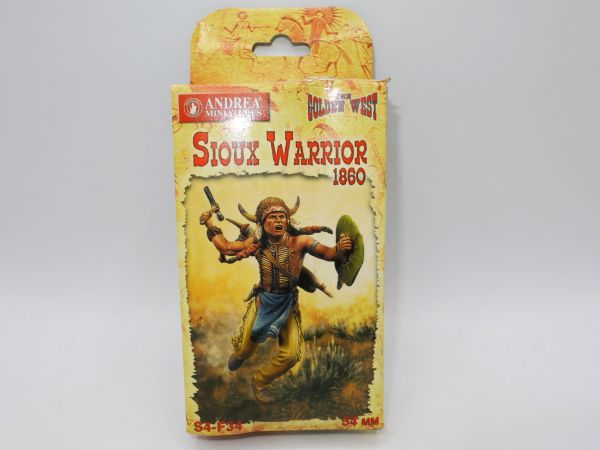 Andrea Miniatures Sioux Warrior 1860 mit Axt + Speer (54 mm Bausatz), S4 F34
